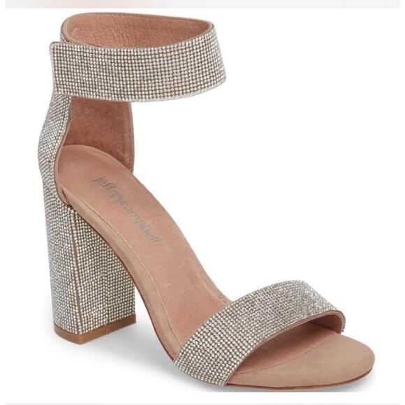 Jeffrey Campbell Lindsay Rhinestone Open Toe Sandal Heels 9.5 - Picture 1 of 10